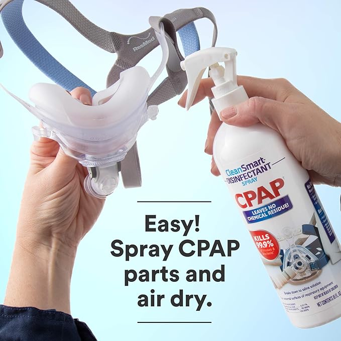 CleanSmart CPAP Disinfectant Spray To Go, Kills 99.9% of Bacteria and Viruses on CPAP Equipment, No Residue, 2 oz (Pack of 3)