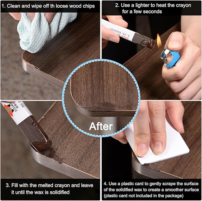uxcell Furniture Repair Crayons, 3Pcs - Wood Wax Filler Stick, Furniture Markers Touch Up - for Scratches Holes Tables Desks Wooden Floors Cover Ups, Iron Knife Wood
