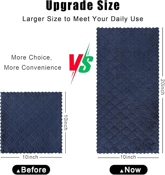 Homaxy 24 Pack Dish Towels for Kitchen (10 x 20 Inches, Navy Blue), Super Soft and Absorbent Coral Velvet Dish Cloths for Washing Dishes, Nonstick Oil Fast Drying Microfiber Cleaning Cloth