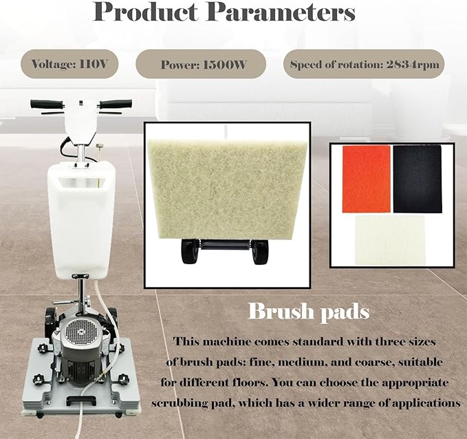 110V Floor Polishing Machine, Square Chassis Multi-functional Floor Scrubber Machine, Heavy Duty Grinding Buffer