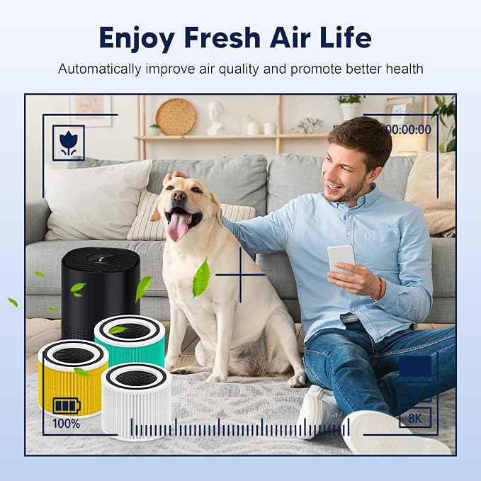 240 True HEPA Replacement Filter 14 Compatible with Puroair 240 Air Purifier, 3-in-1 High-Efficiency HP-14 True HEPA with Activated Carbon Filter, 4 Pack, White