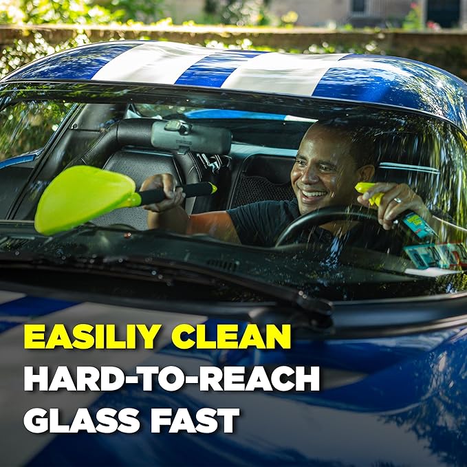 Invisible Glass 95160 Reach & Clean Glass Windshield Cleaner Tool Kit With Extendable Handle, (2) Reusable Quick Change Microfibers, and Storage Bag for Auto Windshield, Trucks, SUVs, RVs, and Windows