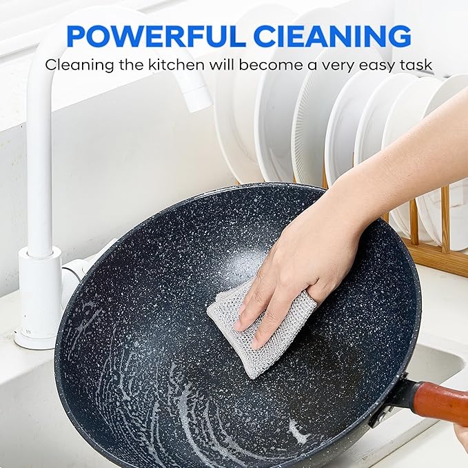 Non Scratch Wire Dishcloths-Upgraded Multiple-Layer Steel Wool Dish Rags Multipurpose Wire Dishwashing Rags Quick-Dry Odor-Free Wire Cloth Cleaning Rags Home Essentials Tools Size (7.87 x 7.87)25 PC's