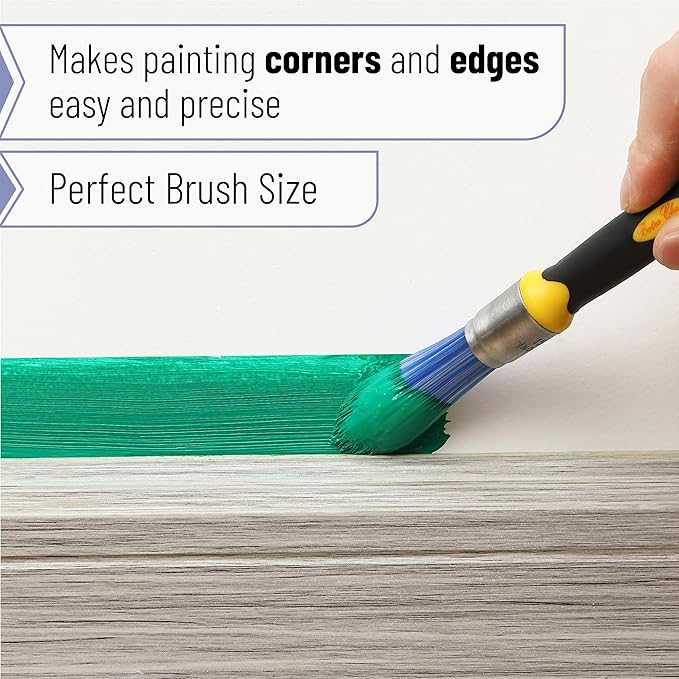 Bates- Trim Paint Brush, 4pcs, 0.4", 0.6", 0.8" & 1", Black & Yellow Handle, Trim Brushes for Painting