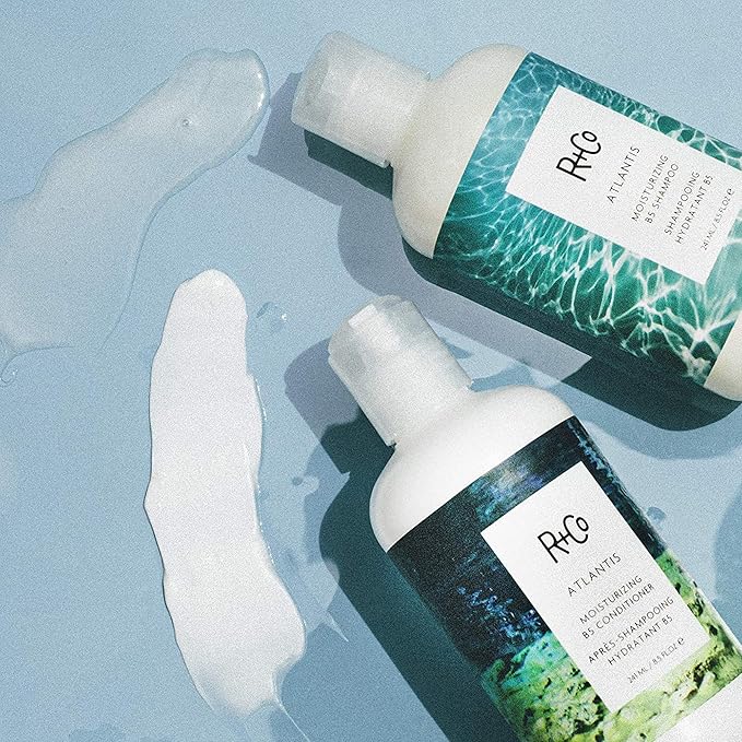 R+Co Atlantis Moisturizing B5 Shampoo & Conditioner Set | Deep Hydration & Repair for Dry Hair | Vegan + Cruelty-Free | 8.5oz (Pack of 2)