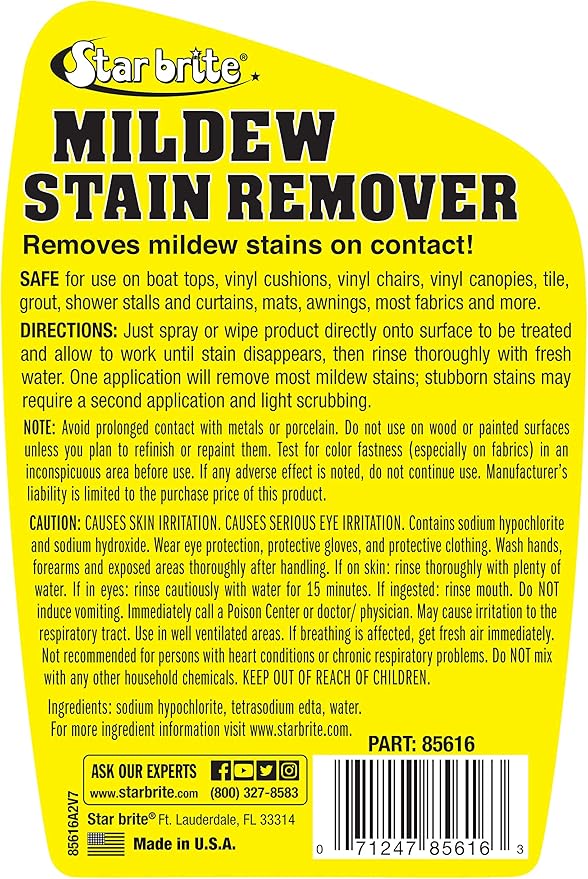 STAR BRITE Mold Stain & Mildew Stain Remover + Surface Cleaner with BUFFERED-BLEACH TECHNOLOGY, 22 Fl Oz
