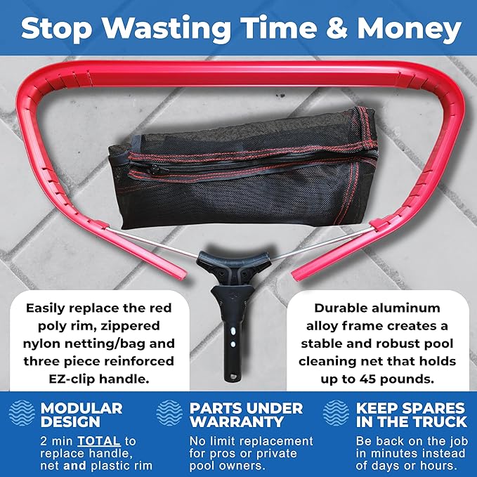 ProTuff 23" Fine Pool Net for PROS – “490 Promise” Unlimited Unconditional Replacement – Cleans 3X Faster Than Vacuum – Wide Pool Skimmer Net with Deep Bag for Easy Maintenance of Leaves, Bugs, Debris