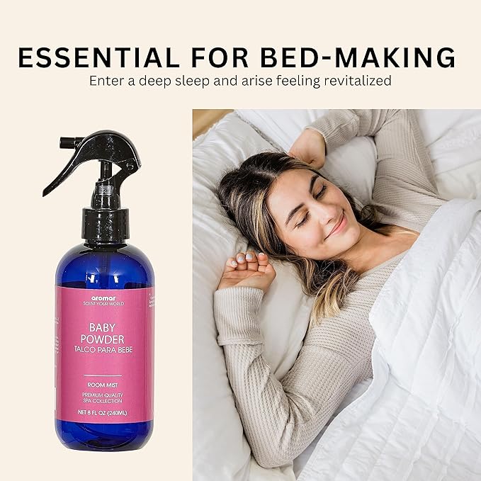 Aromar Essential Room Mist and Fabric Spray with Natural Freshener Aromatherapy for a Fresh and Rejuvenated Home 8 oz (Baby Powder+Channel#5+Honey Rose)