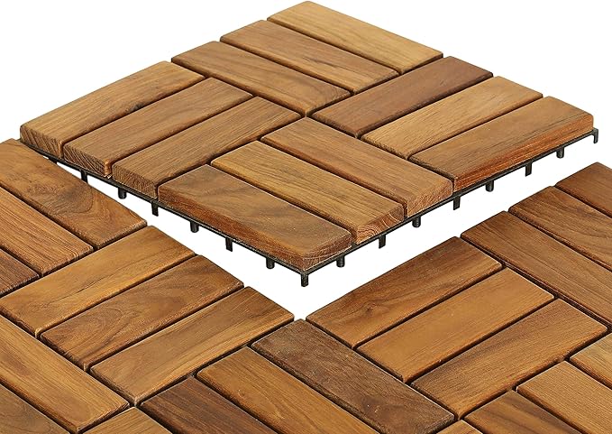 Bare Decor EZ Teak Flooring 12 Slat, Brown, 1 Sample Tile