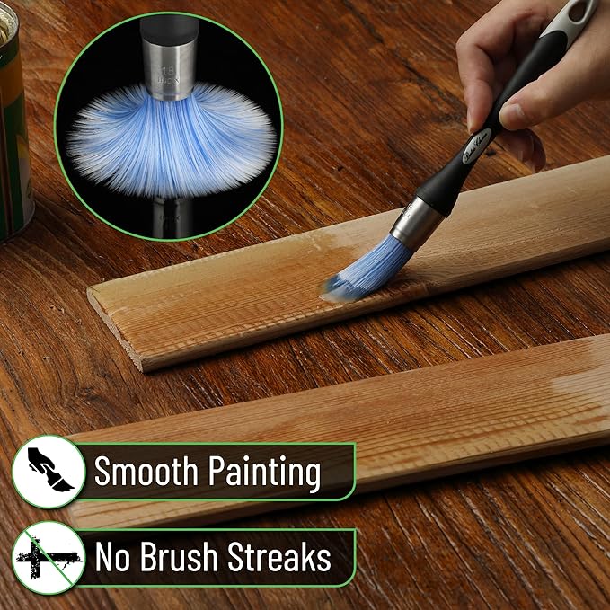 Bates- Trim Paint Brush, 0.75 Inch, Black & Gray Ergonomic Non-Slip Handle, Synthetic Bristles, Trim Brushes for Painting