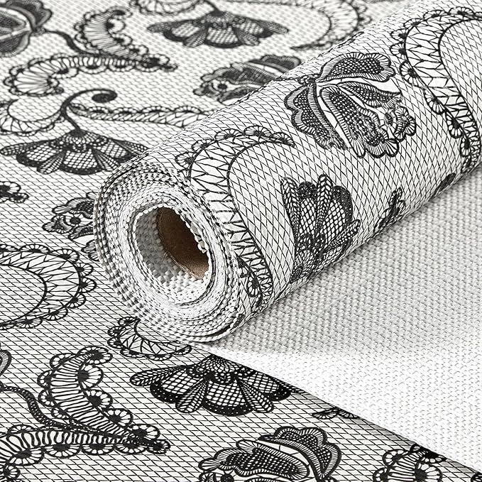 Drawer and Shelf Liner, Non-Slip Kitchen Cabinet Liners Non-Adhesive Thick Strong Grip Waterproof Washable Mats Protect Dresser Shelves Cupboard Bathroom Cabinets, Boho: Floral, 12 in X 10 FT