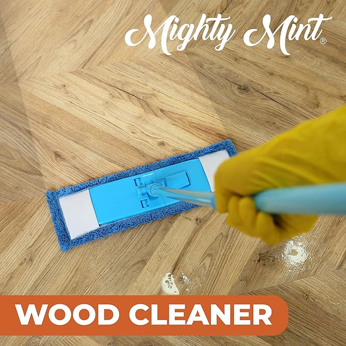 Mighty Mint Wood Cleaner & Conditioner Spray – Plant-Based Formula Cleans, Polishes & Renews Wood Furniture, Cabinets & Floors – Peppermint Scent, 16 oz