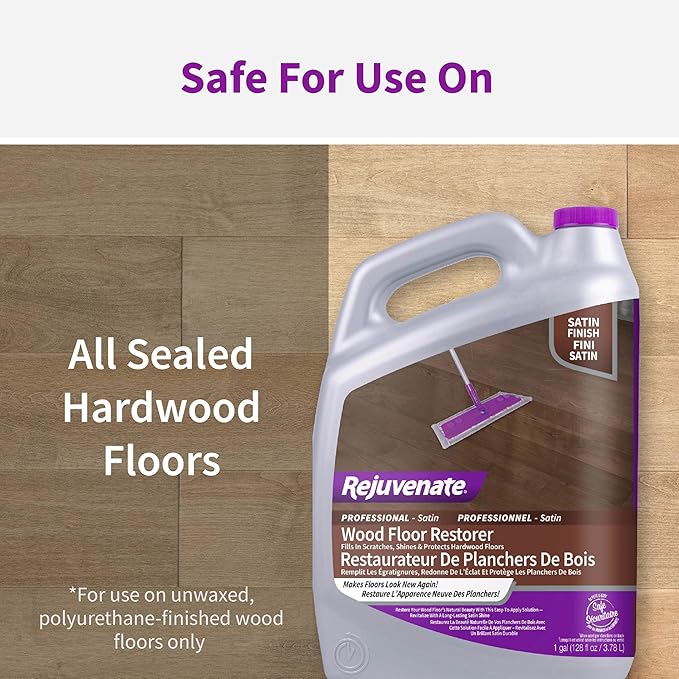 Rejuvenate Professional Wood Floor Restorer Fills Scratches, Seals And Protects Wood Flooring For A Matte Satin Finish, 1 Gallon