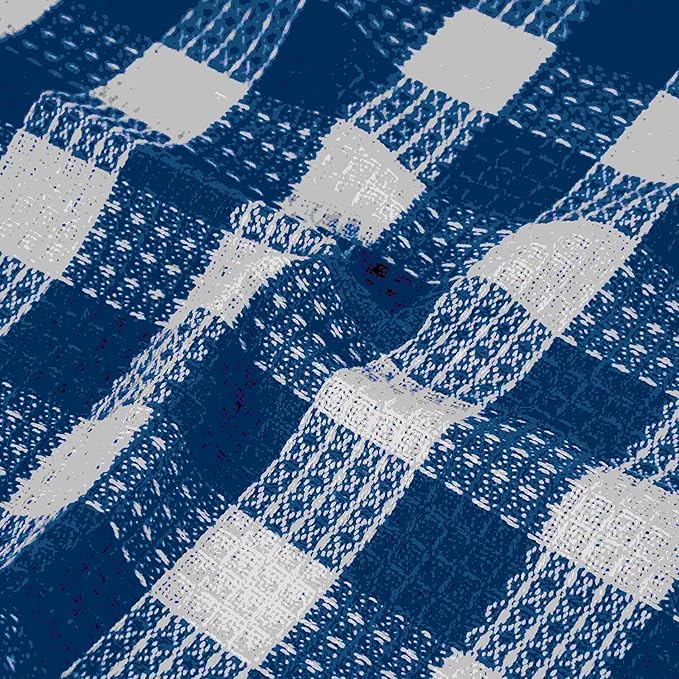 Blue Needles Waffle Weave Check Plaid Dish Cloths, 12x12 Inches 100% Cotton Set of 8 Dish Towels for Kitchen, Ultra Soft & Absorbent Kitchen Towels for Quick Drying Spring Summer - Sky Blue & White