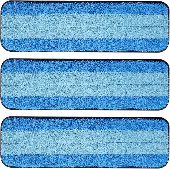 3 Pack Microfiber Cleaning Pads for Bona Mop, Safe for Hardwood and Hard-Surface Floors, Reusable Microfiber Mop Pads for 18 Inch Mop, No Residue, Super-Absorbent, Over 500 Machine Washes, Mr. Scrub