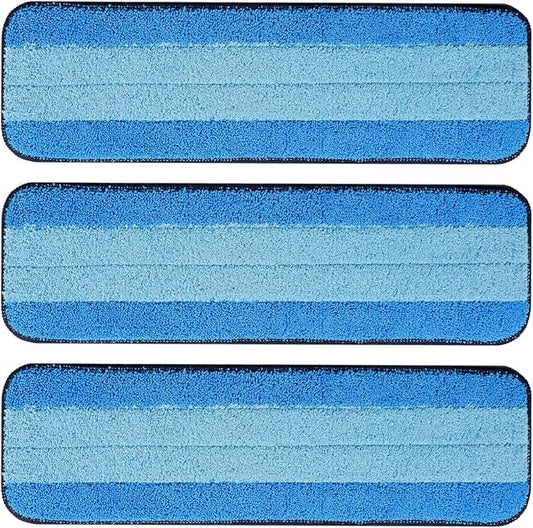 3 Pack Microfiber Cleaning Pads for Bona Mop, Safe for Hardwood and Hard-Surface Floors, Reusable Microfiber Mop Pads for 18 Inch Mop, No Residue, Super-Absorbent, Over 500 Machine Washes, Mr. Scrub