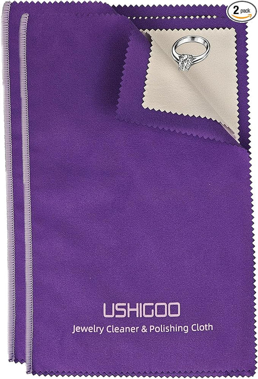 Polishing Cleaning Cloth for Gold, Silver, and Platinum Jewelry, Eco Friendly Large Cleaner Cloth 6.3 x 9.8 in. Keeps Jewelry Clean and Shiny (2 Pcs Dark Purple)
