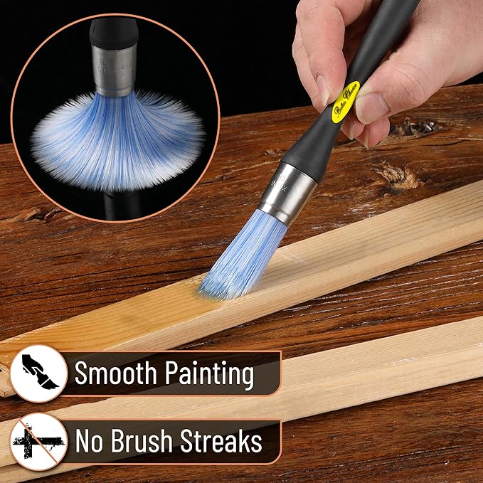 Bates- Trim Paint Brush, 0.75 Inch, 2 Pack, Ergonomic Non-Slip Handle, Synthetic Bristles, Trim Brushes for Painting, Yellow and Black