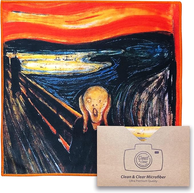 Large [5 Pack] Classic Art (The Scream) - Ultra Premium Quality Microfiber Cleaning Cloths (Best for Camera Lens, Glasses, Screens, and All Lens.), Microfiber Cloth