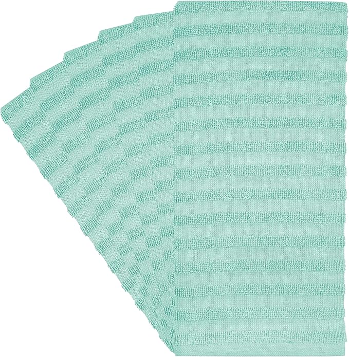 Premium Kitchen Towels (20”x 28”, 6 Pack) | Large Cotton Dish Towels 400 GSM | Highly Absorbent Terry Kitchen Linen Set with Hanging Loop | Aqua Solid