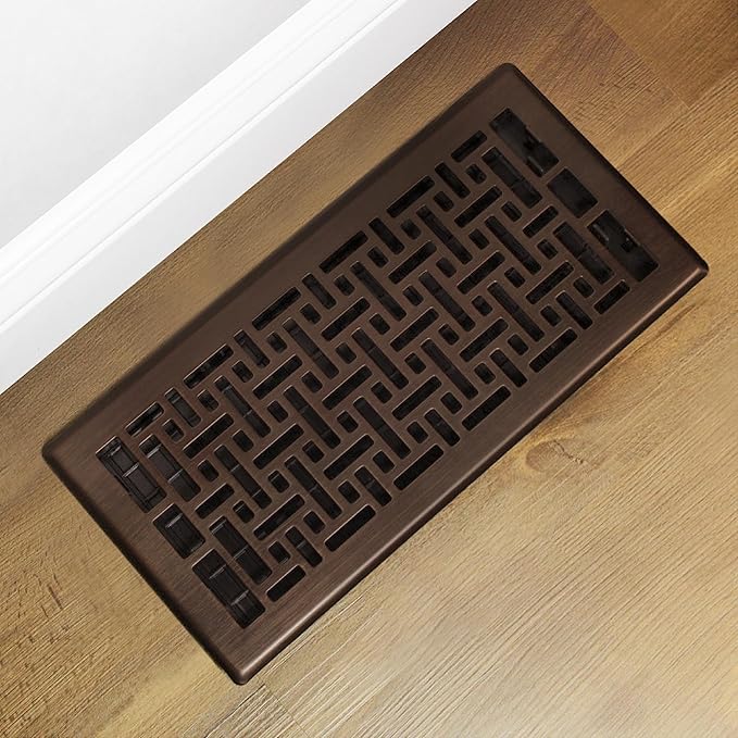 Decor Grates AJH614-RB Oriental Floor Register, 6X14 Inches, Rubbed Bronze Finish