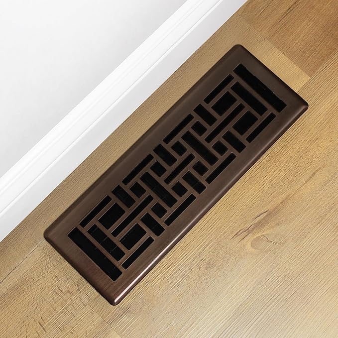 Decor Grates AJH414-RB Oriental Floor Register, 4x14 Inches, Rubbed Bronze Finish