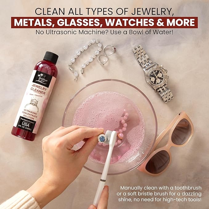 Ultrasonic Cleaner Solution Concentrate - Highly Concentrated All Purpose Cleaning Solution for All Ultrasonic Machines - USA Made Plant Based Eyeglass and Jewelry Cleaner, 8 floz