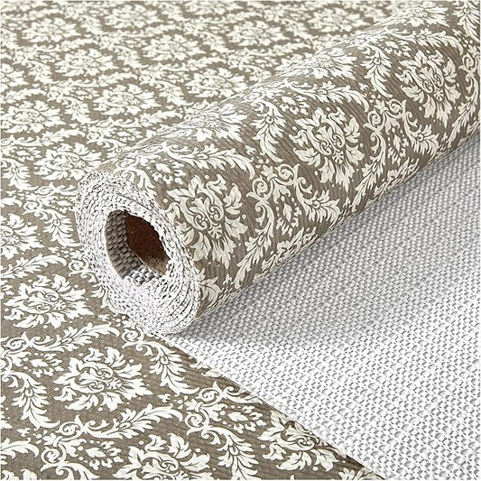 Drawer and Shelf Liner, Non-Slip Kitchen Cabinet Liners Non-Adhesive Thick Strong Grip Waterproof Washable Mats Protect Dresser Shelves Cupboard Bathroom Cabinets, Boho: Beige, 18 in X 10 FT