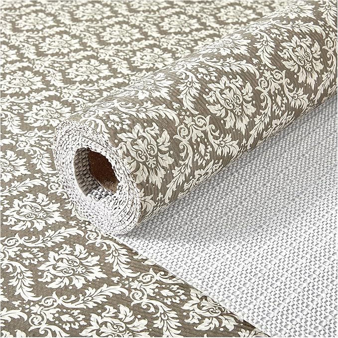 Drawer and Shelf Liner, Non-Slip Kitchen Cabinet Liners Non-Adhesive Thick Strong Grip Waterproof Washable Mats Protect Dresser Shelves Cupboard Bathroom Cabinets, Boho: Beige, 24 in X 10 FT