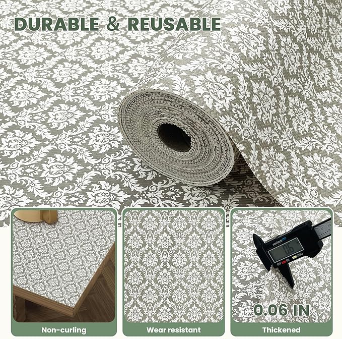 Drawer Liner and Shelf Liner for Kitchen Cabinet Liner Non-Adhesive Non-Slip Shelf Paper, Thick Strong Grip Waterproof Easy to Clean for Shelves, Cupboard, Desks, Baroque Pattern, 23.6 in x 20 FT