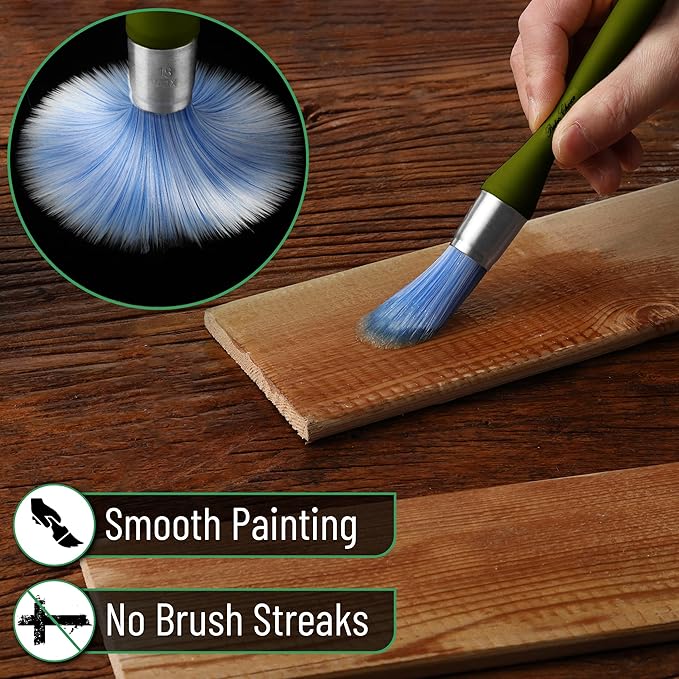 Bates- Trim Paint Brush, 0.75 Inch, Ergonomic Non-Slip Handle, Synthetic Bristles, Trim Brushes for Painting, Olive Color