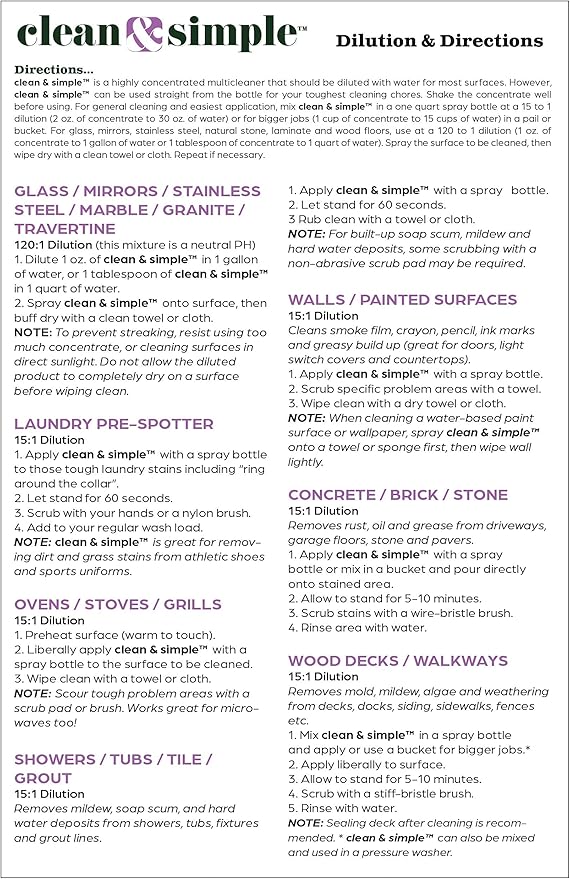 clean & simple™ SUPER CLEANER - Concentrated All-Purpose, Multi-Surface Cleaner, Non-Toxic, Biodegradable