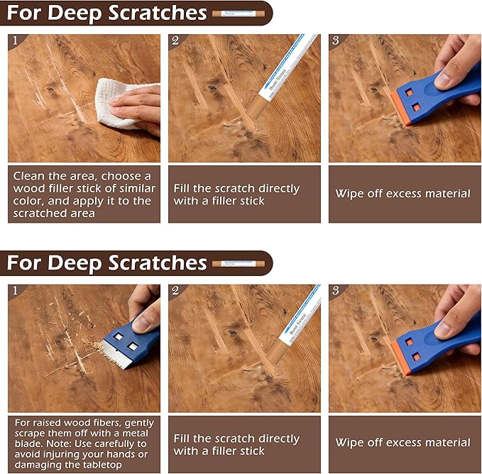 Oriflame Wood Furniture Filler Sticks: 12-Color Wood Repair Wax Crayons with Scraper for Scratches/Cracks/Holes/Stains in Floors/Table/Cabinets/Desks/Bedposts(Hardwood/Laminate)