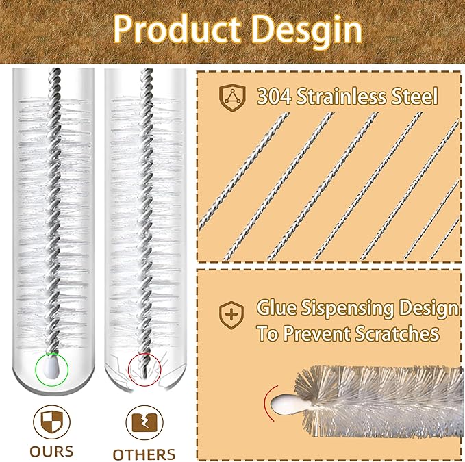 14 Inch Straw Cleaner Brush Extra Long, 4-PCS Straw Brush Extra Long with Nylon Bristles, Extra Wide 12mm diam Straw Cleaning Brush for Reusable Straws, Coffee Machine and Baby Bottles.