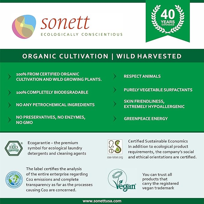 Sonett Organic Calendula Dishwashing Liquid Soap (34 and 10 fl oz) and Dishwasher Tablets (17 fl oz) Set of 3