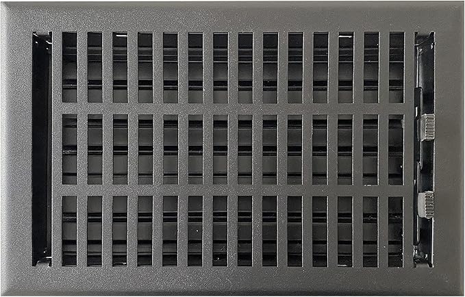 Empire Register Co, Vent Cover - 6x10 inch, Modern Contemporary Design, Textured Black Finish, Heavy Duty Floor Vent Covers, Metal Damper Attached Vent Covers for Home Floor only