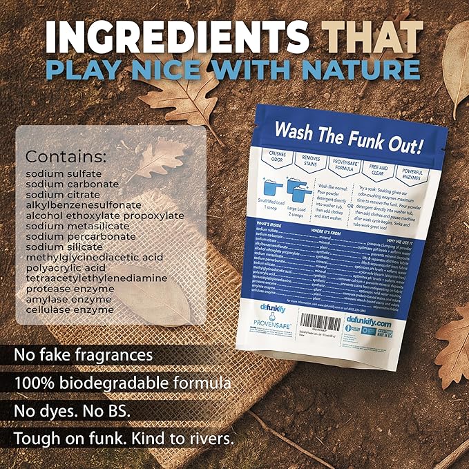 Laundry Detergent, 92 Load. Unscented Enzyme Laundry Detergent Powder. Activewear, Outdoor Gear Cleaning Supplies w/Odor & Stain Removers. Provensafe™ Washing Soda Fabric Stripper for All Fabrics