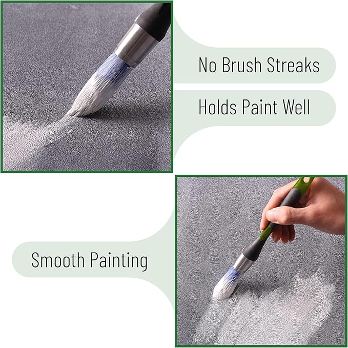 Bates- Trim Paint Brush, 0.75" Inch, Black & Green Handle, Trim Brushes for Painting
