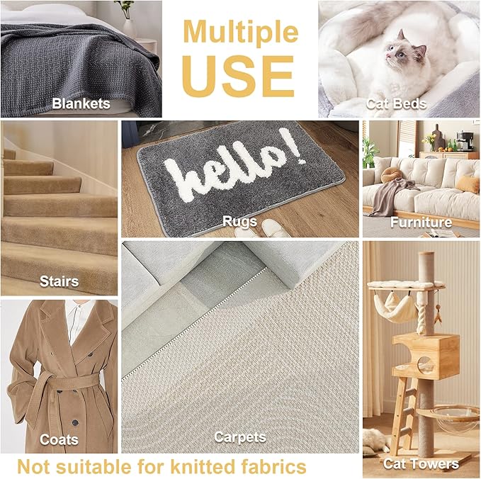 2pcs Manual Portable Fabric Shaver, 1 Metal Carpet Lint Scraper for Furniture Pet Hair Removal (1Buck Thick Rack Can Be Used for Years), 1 Reusable Fuzz Lint Remover Brush for Clothes Couch(No Snag)