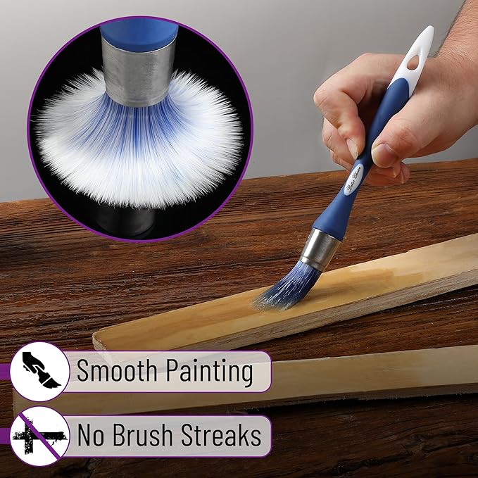 Bates- Trim Brush Set, 1" & 0.6", Blue and White Handle, Trim Paint Brush, Small Paint Brush, Trim Brushes for Painting, Small Brushes for Painting, Paint Brush for Trim, Paint Brushes for Walls