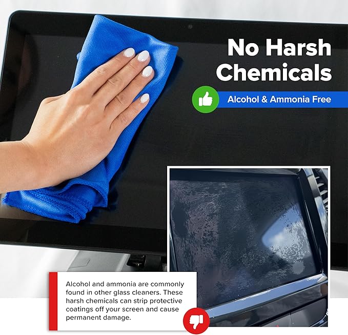 KICTeam – CrystalVu® Screen Cleaner Spray Kit with Microfiber Cloth – Streak-Free Cleaner for TV, Phone, Laptop, Monitor & Tablet Screens (16oz)