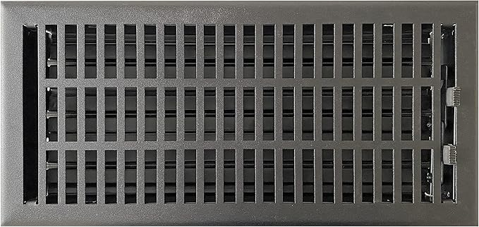 Empire Register Co, 6x14 inch Vent Cover, Modern Contemporary Design, Textured Black Finish, Heavy Duty Floor Vent Covers, Metal Damper Attached Vent Covers for Home Floor only