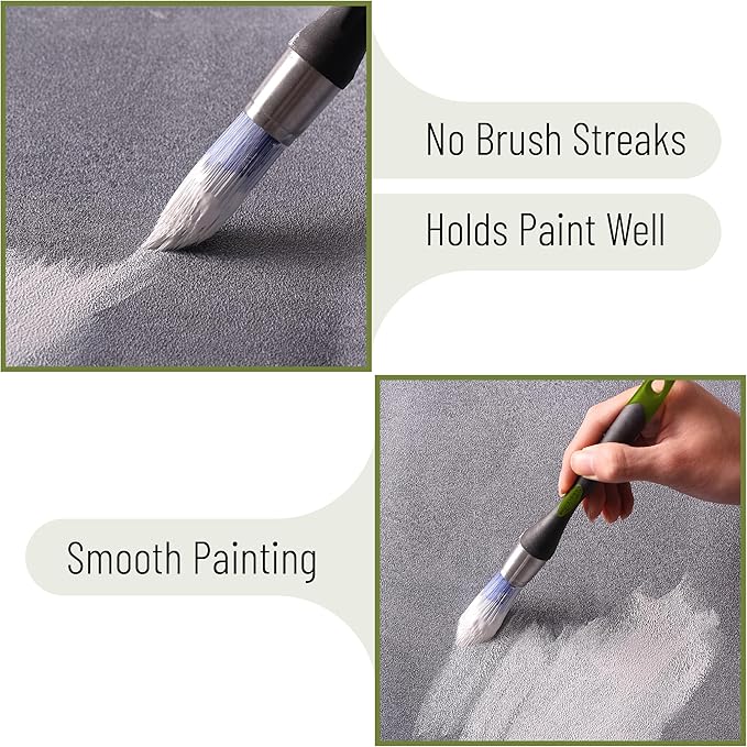 Bates- Trim Paint Brush, 2 pcs, 0.6" Inch, Black & Green Handle, Trim Brushes for Painting