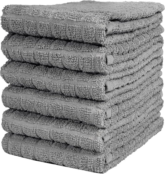 Premium Kitchen Towels (16”x 28”, 6 Pack) | Cotton Kitchen Hand Towels | Dish Towels | Kitchen Towels | Highly Absorbent Tea Towels Set | Grey