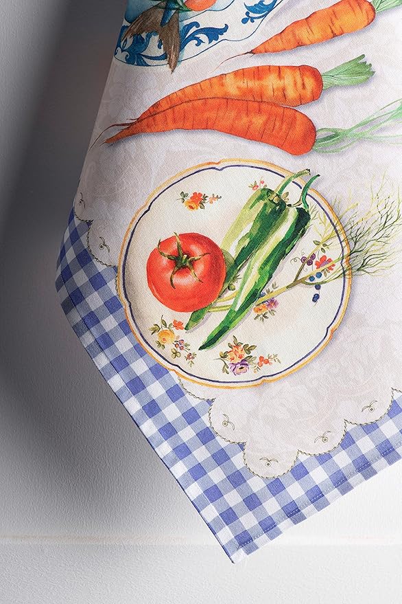 Maison d' Hermine Kitchen Towels Set of 3 100% Cotton 27.50" x 20" Reusable Cloth Tea Dish Towels Absorbent with Hanging Loop for Kitchen, Home, Dining, Cocktail Parties Spring/Summer (Gourmand)