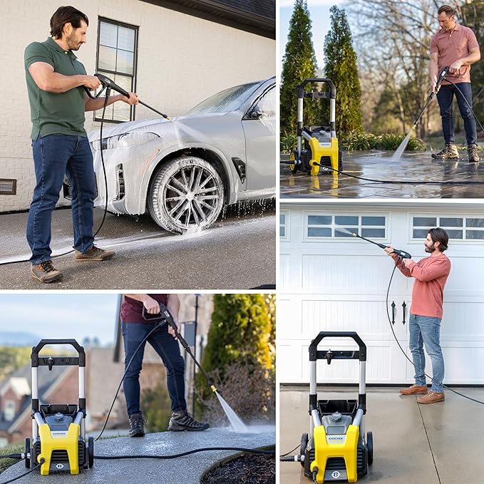 Kärcher Pressure Washer K1700, CETA Certified, 3 Spray Nozzles, Detergent Tank, for Cars, Driveways, Siding, Patios, 1.2 max. GPM