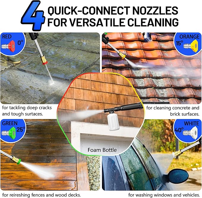 Electric Pressure Washer, 4000PSI 2.8 GPM Power Washer with Foam Cannon 35FT Hose Electric High Pressure Washer for Fences, Patios, Decks, Patios and Cars Powerwasher