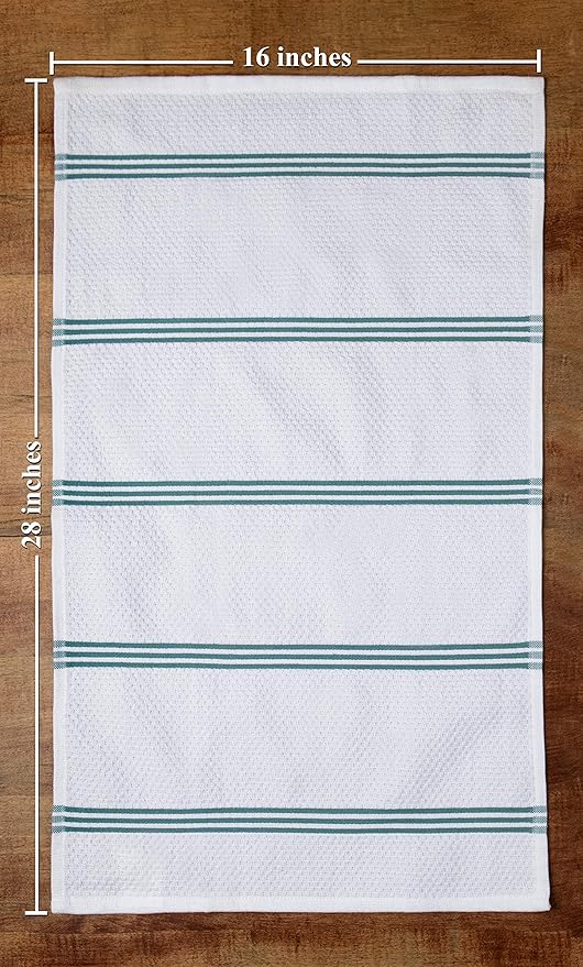 Sticky Toffee Cotton Kitchen Towels Set of 4 – Blue and White Dish Towels 28x16 in, Reusable and Absorbent Tea Towels for Drying or Cleaning, Oeko-Tex Cotton