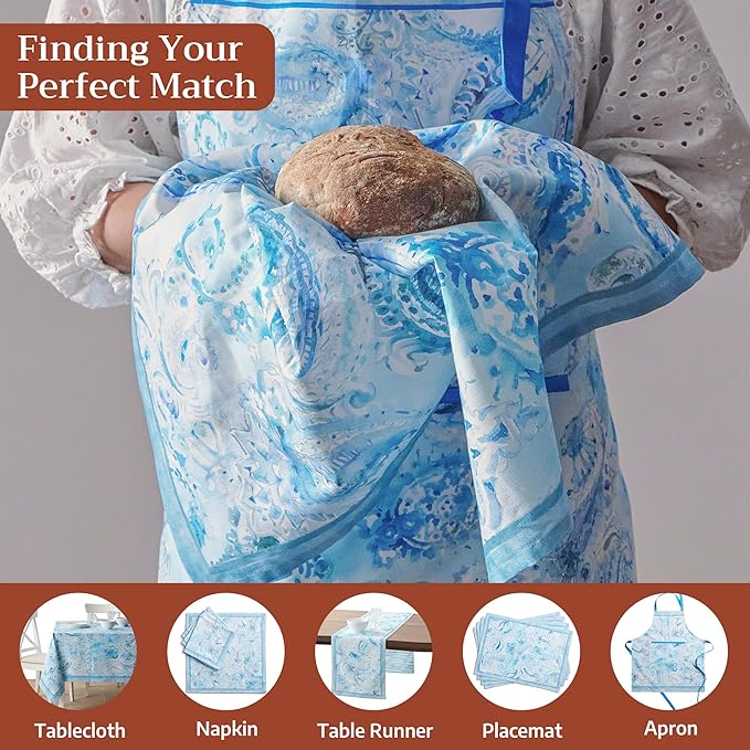 Maison d' Hermine Dish Towels 100% Combed Cotton Premium Easter Kitchen Towels Dishcloth for Home, Kitchen, Dining, Cocktail Parties & Camping, Paisley Blues - (Set of 3)