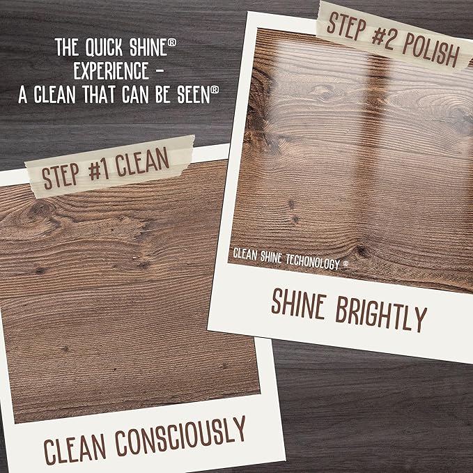 Quick Shine Hardwood Floor Cleaner Daily Care 24oz, 6Pk | Naturally Cleans Dirt & Scuff Marks | Dirt Dissolving, Streak Free, No Rinse & Ready to Use | Spray, Wipe, Done! | Safer Choice Cleaner